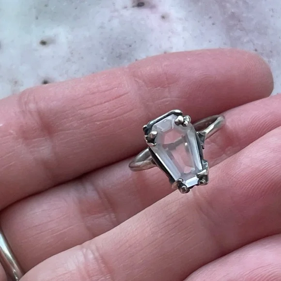 Bloodmilk Rare Ghost Rose Quartz Small Easeful Death Ring - Picture 3 of 5